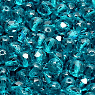 50pcs Czech Fire Polished Faceted Glass Beads Round 6mm Green Aquamarine