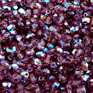100pcs Czech Fire Polished Faceted Glass Beads Round 4mm Amethyst AB