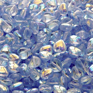 50pcs Czech Pressed Glass Heart Beads 6mm Light Sapphire AB
