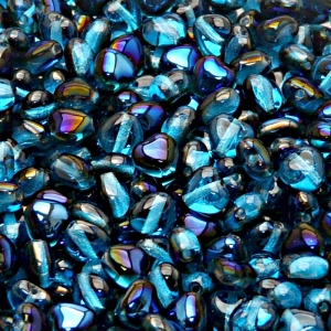 50pcs Czech Pressed Glass Heart Beads 6mm Aquamarine Azuro