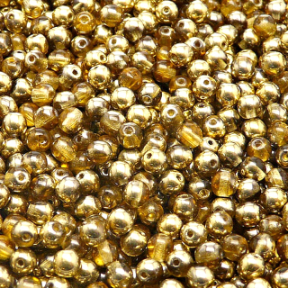 100pcs Czech Pressed Glass Round Beads 4mm Topaz Amber