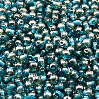 100pcs Czech Pressed Glass Round Beads 4mm Aquamarine Celsian