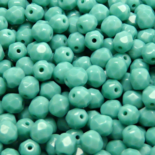 80pcs Czech Fire Polished Faceted Glass Beads Round 5mm Opaque Turquoise Green