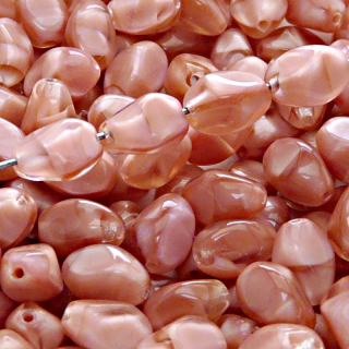 20pcs Czech Pressed Glass Twisted Bicone Lantern Beads 11x8mm Pink Striped Moonlight (76027)