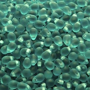 80pcs Czech Pressed Glass Teardrop Beads 4x6mm Green Aquamarine Matte